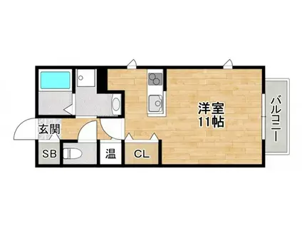 ペアムールA棟(1K/2階)の間取り写真