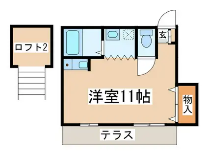 カームハイツ(ワンルーム/1階)の間取り写真