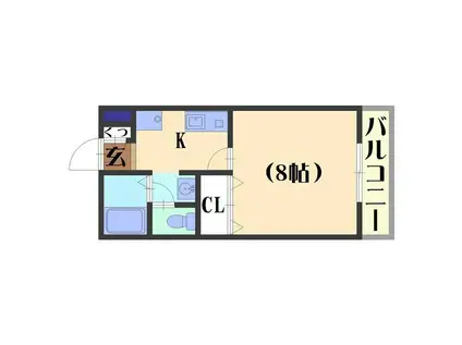 多蔵COURTII(1K/1階)の間取り写真