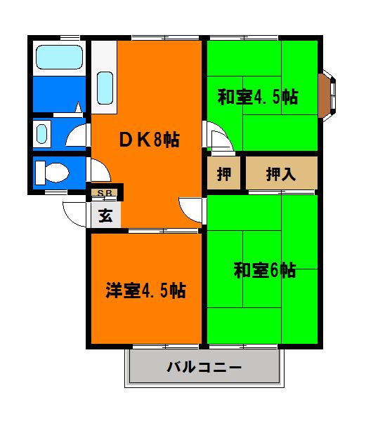 グリーンハイツ(3DK/2階)の間取り写真