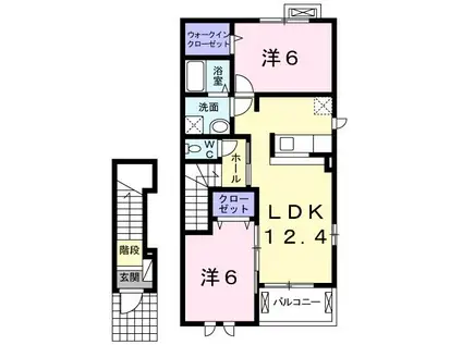 プリムローズテラス(2LDK/2階)の間取り写真