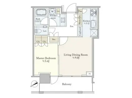 パークコート六本木ヒルトップ(1LDK/8階)の間取り写真