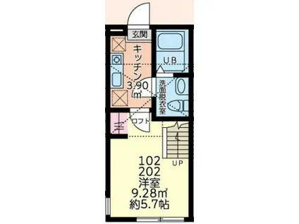 アカリエおださが(1K/1階)の間取り写真
