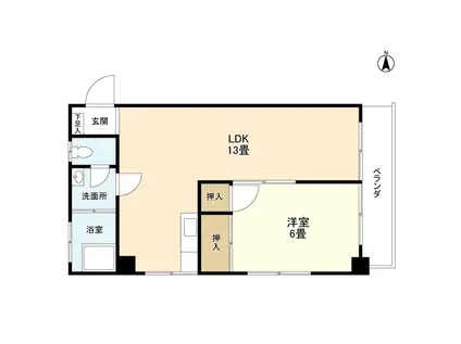 鶯谷マンション(1LDK/6階)の間取り写真