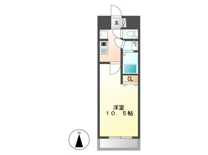 あおなみ線 南荒子駅 徒歩7分 5階建 築17年(1K/3階)の間取り写真