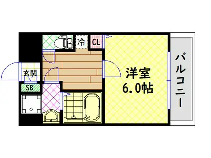 MESSAGE九条GATE(1K/6階)の間取り写真