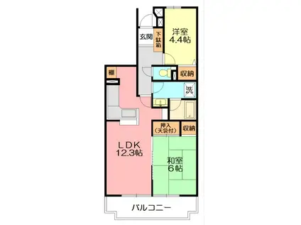 ヒルズ南戸塚3号棟(2LDK/7階)の間取り写真