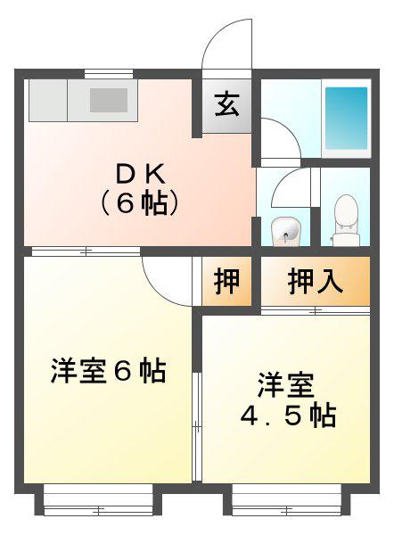 潮見が丘ハイツ(2DK/1階)の間取り写真