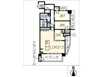 サンメゾン千種公園東(3LDK/5階)の間取り写真