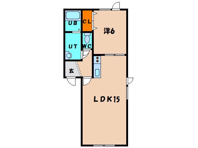 ペガサス中道(1LDK/3階)の間取り写真