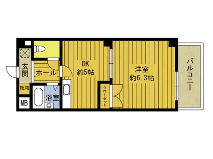 ACURA錦町II(1DK/3階)の間取り写真