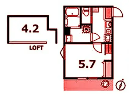 シュガール御所山ONE(1K/2階)の間取り写真