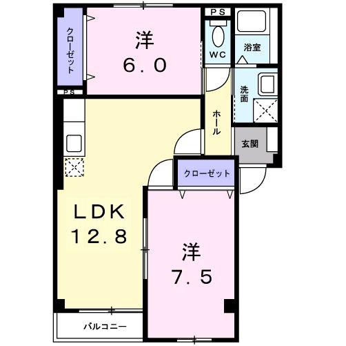ローズパーク戸ケ崎(2LDK/2階)の間取り写真