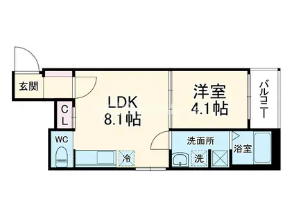 ルミエール若江岩田(1LDK/3階)の間取り写真