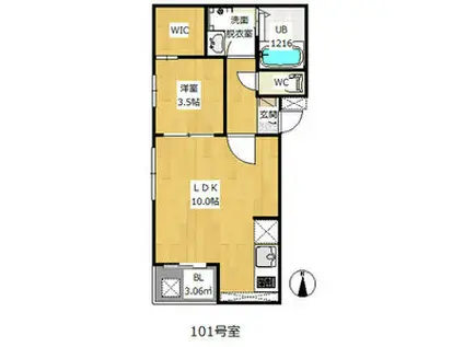 REGALST VILLETTA-N1(1LDK/1階)の間取り写真