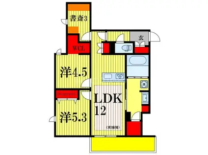 ウエスト・ノワール(2SLDK/3階)の間取り写真
