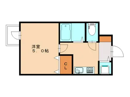 ダイナコートヒルズ折尾(1K/3階)の間取り写真