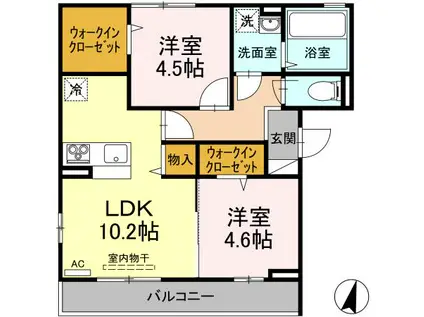 アステール新和A(2LDK/2階)の間取り写真