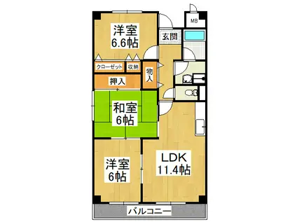 ラ・フォレグラース(3LDK/1階)の間取り写真