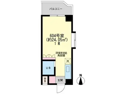 サンビューマンション(ワンルーム/6階)の間取り写真