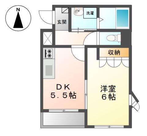 ボンヌール(1DK/1階)の間取り写真