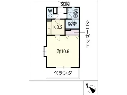 セントラルアベニュー(1DK/2階)の間取り写真