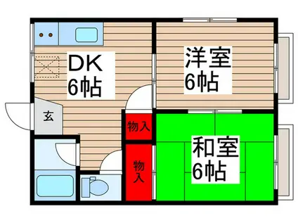 ティーズハイム(2DK/2階)の間取り写真