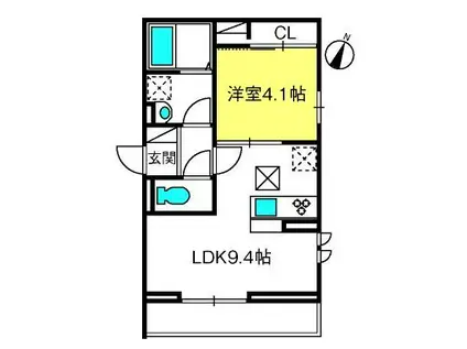 ディール北浦和II(1LDK/2階)の間取り写真