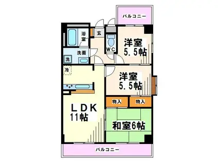 パークアベニュー(3LDK/4階)の間取り写真