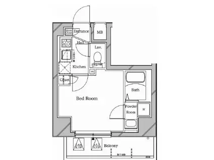 ラフィスタ横浜阪東橋II(1K/7階)の間取り写真