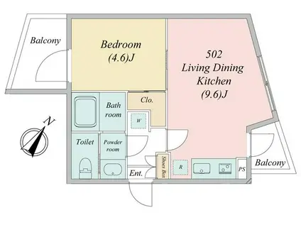 GRANDE IOGI(1LDK/5階)の間取り写真