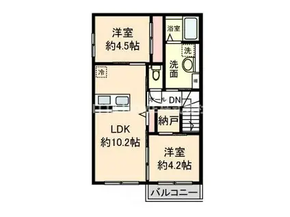 CASA UNO(2LDK/2階)の間取り写真