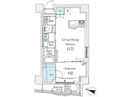 ブリューム西麻布(1LDK/4階)の間取り写真