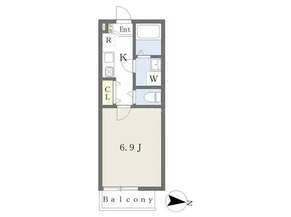 アフェット道場南2(1K/3階)の間取り写真