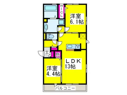 センアーノ(2LDK/3階)の間取り写真