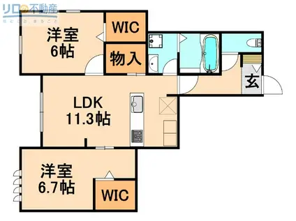 アビタシオンITAMI(2LDK/2階)の間取り写真