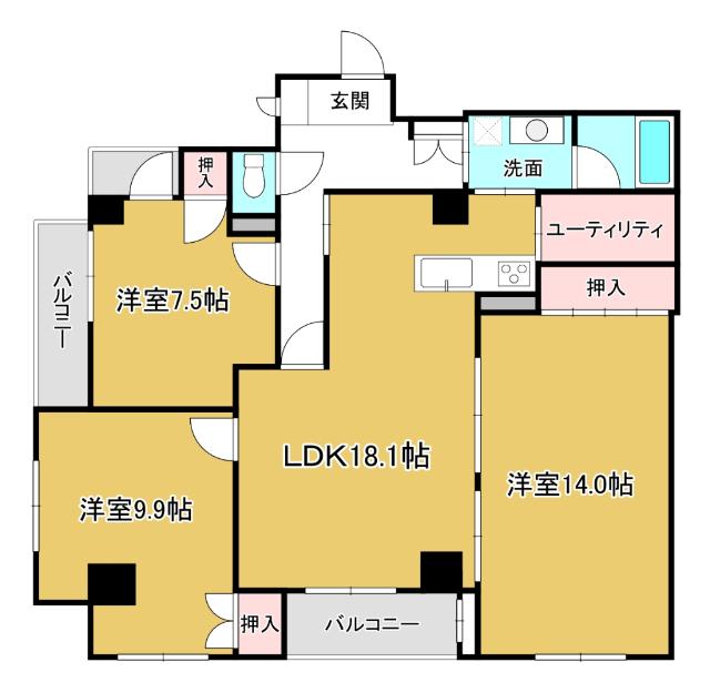 ベル・ソフィア(3LDK/6階)の間取り写真
