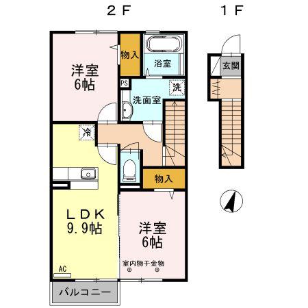 グランドール・サクラ(2LDK/2階)の間取り写真