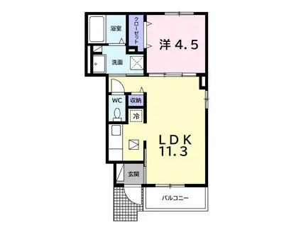 サンリット ガーデン(1LDK/1階)の間取り写真