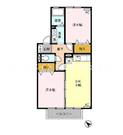 エム鷹丘(2DK/2階)の間取り写真