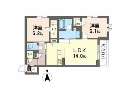 シャーメゾン シャルム本町(2LDK/2階)の間取り写真