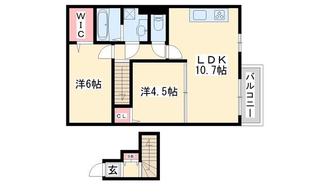 D-ROOM上滝野(2LDK/2階)の間取り写真