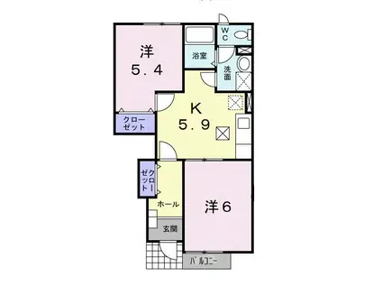 リュシオル(2K/1階)の間取り写真