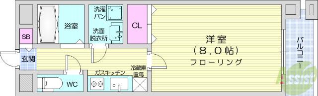 ウィング99(1K/3階)の間取り写真