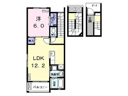 ウエスト COURT 20(1LDK/3階)の間取り写真