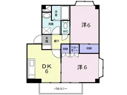 プランタンエトワール(2DK/1階)の間取り写真