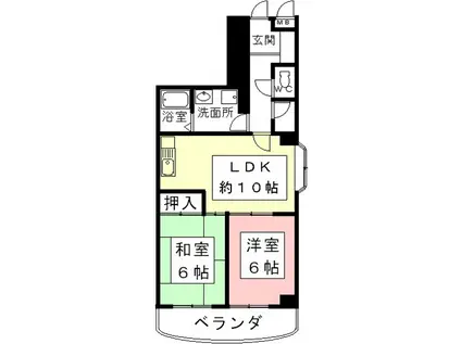 サン・アド・テシガワラ(2LDK/5階)の間取り写真