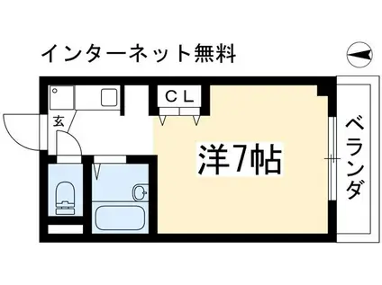 エトワール下鴨(1K/2階)の間取り写真