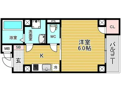 LCL大国(1K/3階)の間取り写真