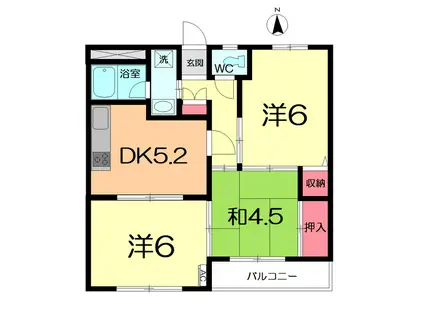 グランパレス日進(3DK/1階)の間取り写真